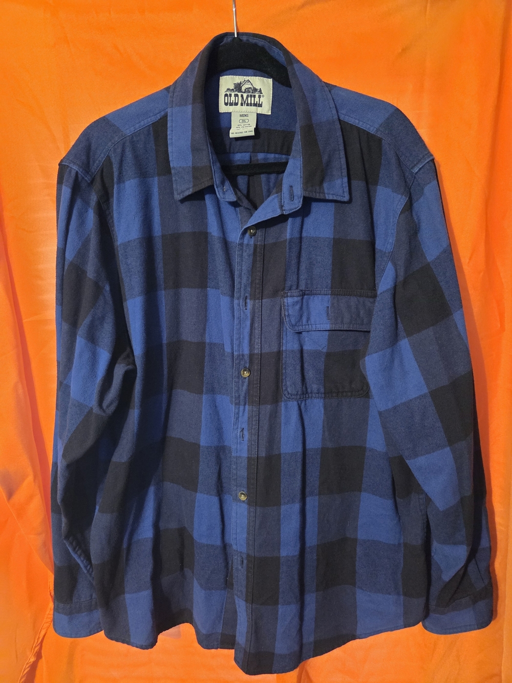 Old Mill Men's Blue Plaid Button-Down Work Shirt